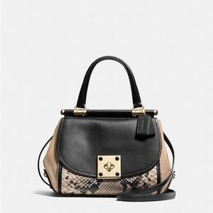 Coach Purse, snakeskin, black, tan & gold